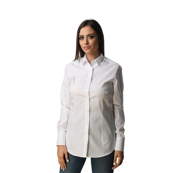 Ladies white twill shirt in comfort fit – Albatros